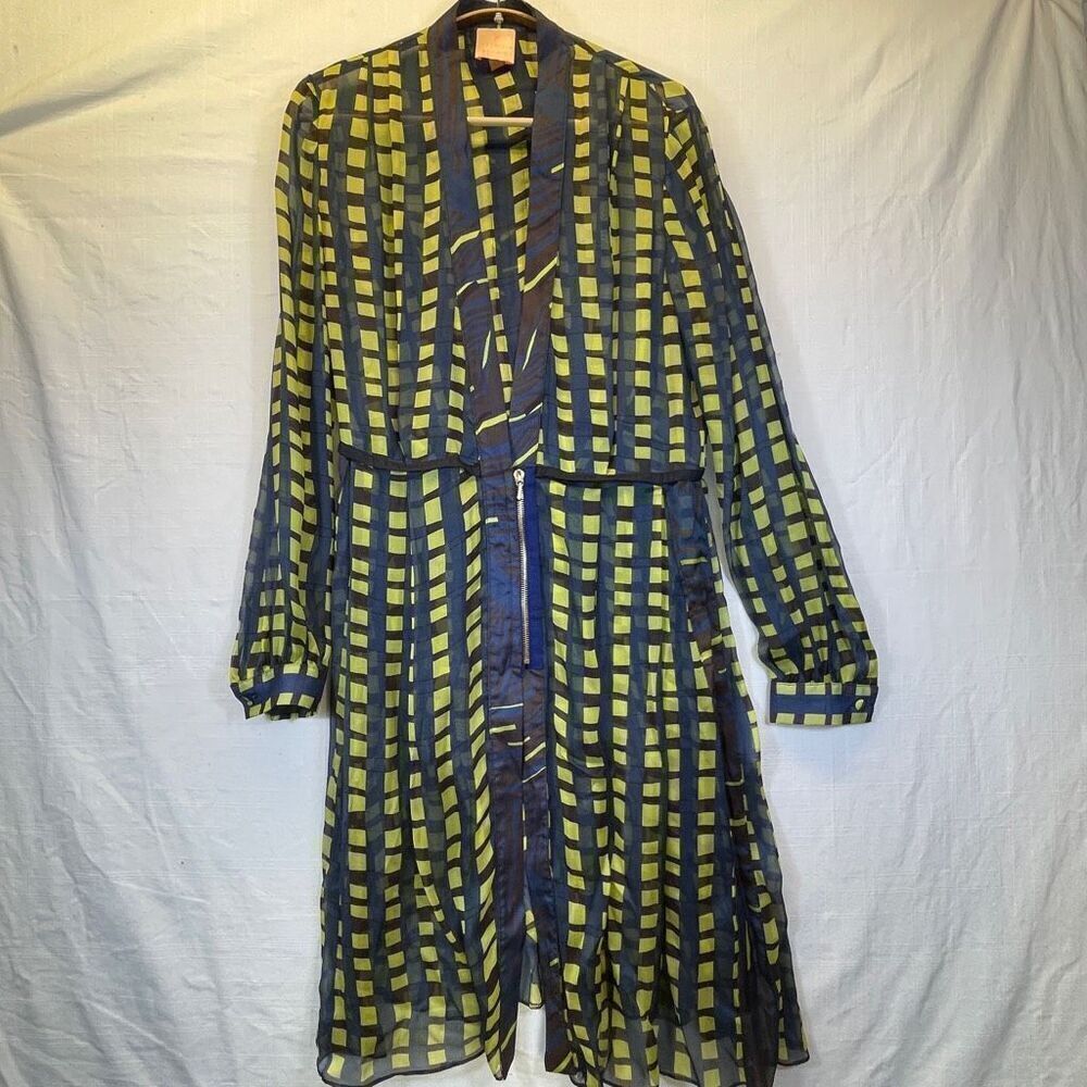Patricia Schmidt Green Blue Patterned Bathing Suit Swim Cover Up Size Medium - Picture 1 of 9